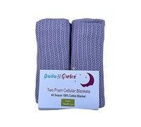 DUDU N GIRLIE 2 x Baby Cellular Blanket - Extra Soft 100% Cotton Blankets for Moses Basket, Travel cot, Nursery & Pram. Super Cosy, Lightweight and Breathable 70 x 90 cm, Purple.