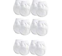 DUDU N GIRLIE, 6 X PAIR One Size BABY SCRATCH MITTENS White 100% Combed Cotton,