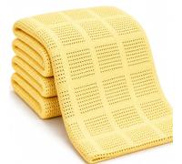 DUDU N GIRLIE Cellular Cot Blanket, 100% Cotton, Yellow, 100x150cm | Baby Bedding, Breathable, Lightweight, Nursery Essential, Machine Washable