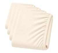 Dudu N Girlie Compact Cot Fitted Sheet 100x50cm - Cream, Elasticated Jersey Cotton Bedding for Babies & Toddlers (Pack of 4)