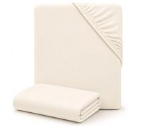Dudu N Girlie Compact Cot Fitted Sheets 100x50cm - Cream, 2 Pack, Elasticated Jersey Cotton Bedding for Babies & Toddlers