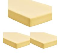 Dudu N Girlie Cot Bed Cotton Fitted Sheets | Cot sheets 140 x 70 Fitted Cotton | Jersey Soft Besheet Hypoallergenic Fully Elasticated Skirt Breathable (Single Pack, Yellow) (Pack of 3)
