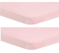 Dudu N Girlie Cot Bed Cotton Fitted Sheets | Cot sheets 140 x 70 Fitted Cotton | Jersey Soft Besheet Hypoallergenic Fully Elasticated Skirt Breathable (Pack of 2, Pink)