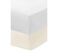 Dudu N Girlie Cot Bed Cotton Fitted Sheets | Cot sheets 140 x 70 Fitted Cotton | Jersey Soft Besheet Hypoallergenic Fully Elasticated Skirt Breathable (Pack of 2, White & Cream)