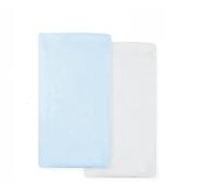 Dudu N Girlie - Cot Bed Fitted Sheets 140 x 70 Cotton Jersey - Hypoallergenic Toddler Bed Sheet Fully Elasticated Skirt Breathable Easy Care - Junior Bed sheets (Pack of 2, White & Blue)