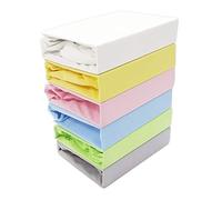 Dudu N Girlie - Cot Bed Fitted Sheets 140 x 70 Cotton Jersey - Hypoallergenic Toddler Bed Sheet Fully Elasticated Skirt Breathable Easy Care - Junior Bed sheets (Pack of 2, Blue & Yellow)