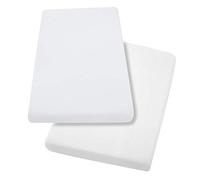 Dudu N Girlie - Cot Bed Fitted Sheets 140 x 70 Cotton Jersey - Hypoallergenic Toddler Bed Sheet Fully Elasticated Skirt Breathable Easy Care - Junior Bed sheets (Pack of 2, White)