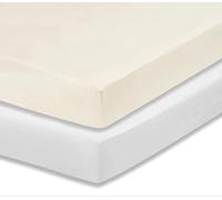 Dudu N Girlie - Cot Bed Fitted Sheets 140 x 70 Cotton Jersey - Hypoallergenic Toddler Bed Sheet Fully Elasticated Skirt Breathable Easy Care - Junior Bed sheets (Pack of 2, White & Cream)