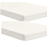 Dudu N Girlie - Cot Bed Fitted Sheets 140 x 70 Cotton Jersey - Hypoallergenic Toddler Bed Sheet Fully Elasticated Skirt Breathable Easy Care - Junior Bed sheets (Pack of 2, Cream)