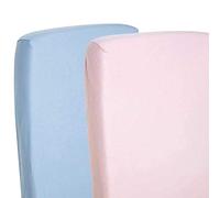 Dudu N Girlie - Cot Bed Fitted Sheets 140 x 70 Cotton Jersey - Hypoallergenic Toddler Bed Sheet Fully Elasticated Skirt Breathable Easy Care - Junior Bed sheets (Pack of 2, Blue & Pink)