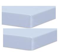 Dudu N Girlie - Cot Bed Fitted Sheets 140 x 70 Cotton Jersey - Hypoallergenic Toddler Bed Sheet Fully Elasticated Skirt Breathable Easy Care - Junior Bed sheets (Pack of 2, Blue)