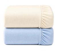 Dudu N Girlie Cot Bed Fitted Sheets, Toddler Bedding, Crem & Blue