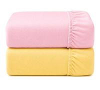 Dudu N Girlie Cot Bed Fitted Sheets, Toddler Bedding, Pink & Yellow
