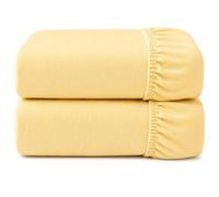 Dudu N Girlie Cot Bed Fitted Sheets, Toddler Bedding, Yellow, 2 Pack | 140x70cm Fit, Cotton Jersey Fabric, Soft Touch, Nursery Essential