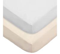 Dudu N Girlie - Cot Bed Sheets 140 x 70 Fitted - Jersey Cotton Hypoallergenic Cot Bed Bedding Fully Elasticated Skirt Breathable Easy Care - (Pack of 2, White & Cream)