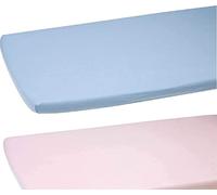 Dudu N Girlie - Cot Bed Sheets 140 x 70 Fitted - Jersey Cotton Hypoallergenic Cot Bed Bedding Fully Elasticated Skirt Breathable Easy Care - (Pack of 2, Blue & Pink)