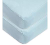 Dudu N Girlie - Cot Fitted Sheets 140 x 70cm | Bedding For Cot bed | Soft Jersey Cotton Baby Sheets 140 x 70 Fully Elasticated Skirt Breathable Easy Care (Pack of 2, Blue)