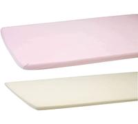 Dudu N Girlie - Cot Sheets 140 x 70 Fitted | Cotbed sheets | Soft Jersey Cotton Toddler Bed Sheets 140 x 70 Fitted Fully Elasticated Skirt Breathable Easy Care (Pack of 2, Pink & Cream)
