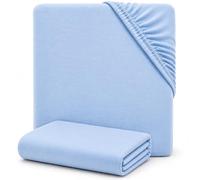 Dudu N Girlie Cotton Cot Bed Fitted Sheets, 60 x 120 cm, Abstract Blue, 2-Piece