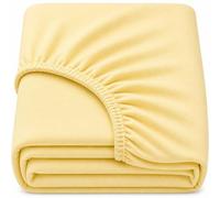 Dudu N Girlie Cotton Jersey Cot Bed Fitted Sheet, Yellow, 140x70cm, 1 Pack | Fully Elasticated, Fits up to 15cm Deep, Breathable Fabric, Easy Care