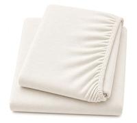 Dudu N Girlie Cotton Jersey Cot Bed Fitted Sheets, Cream,140x70cm, 2 Pack