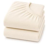Dudu N Girlie Cotton Jersey Cot Bed Fitted Sheets, Cream, 140x70cm, 2 Pack