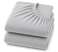 Dudu N Girlie Cotton Jersey Cot Bed Fitted Sheets, Grey, 140x70cm, 2 Pack