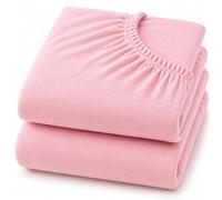 Dudu N Girlie Cotton Jersey Cot Bed Fitted Sheets, Pink, 140x70cm, 2 Pack