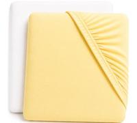 Dudu N Girlie Cotton Jersey Cot Fitted Sheets, 60 cm x 120 cm, 2-Piece, White/Yellow
