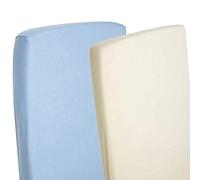 Dudu N Girlie Cotton Jersey Crib Bed Fitted Sheets, 40 cm x 90 cm, 2-Piece, Cream/Blue