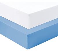 Dudu N Girlie Cotton Jersey Mini Cot Fitted Sheets, 50 cm x 100 cm, 2-Piece, White/Blue