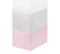 Dudu N Girlie Crib Fitted Sheets 40x90cm - Crib Sheets 100% Cotton Jersey -Hypoallergenic Pram Sheets Breathable Easy Care - Cradle Fitted Sheets (Pack of 2, White & Pink)