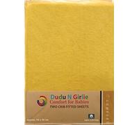 Dudu N Girlie Crib Fitted Sheets 40x90cm - Crib Sheets 100% Cotton Jersey -Hypoallergenic Pram Sheets Breathable Easy Care - Cradle Fitted Sheets (Pack of 2, Yellow)