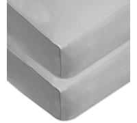 Dudu N Girlie Crib Sheets 40x90cm Fully Fitted - 90 x 40 Crib Sheets 2 Pack Cotton - Hpoallergenic Baby Pram Sheets Bedding Elasticated Breathable Easy Care (Pack of 2, Grey)