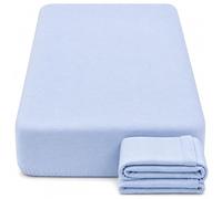 Dudu N Girlie Deep Fitted Cot Bed Sheets Cotton, Blue, 140x70cm, 2 Pack | Fully Elasticated, Fits up to 15cm Deep, Breathable Fabric, Toddler Use