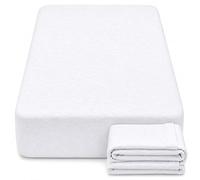 Dudu N Girlie Deep Fitted Cot Bed Sheets Cotton, White, 140x70cm, 2 Pack | Fully Elasticated, Fits up to 15cm Deep, Breathable Fabric, Toddler Use