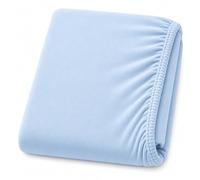 Dudu N Girlie Deep Fitted Jersey Cotton Cot Bed Sheet, Blue, 140x70cm | Fully Elasticated, Fits up to 15cm Deep Mattress, Breathable Fabric, Machine Washable