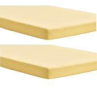 Dudu N Girlie Fitted Cot Bed Sheets | 140 x 70 Cot Bed Fitted Sheets | Soft Jersey Cotton Bedsheets Hypoallergenic Fully Elasticated Skirt Breathable Easy Care (Pack of 2, Yellow)