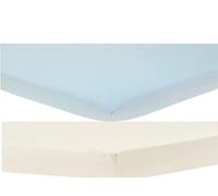 Dudu N Girlie Fitted Cot Sheets 120x60 cm | Soft Cotton, Hypoallergenic, Elasticated, Breathable, Easy-Care Baby Bedding (Pack of 2, Cream & Blue)