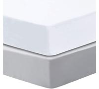 Dudu N Girlie Fitted Cot Sheets 120x60 cm | Soft Cotton, Hypoallergenic, Elasticated, Breathable, Easy-Care Baby Bedding (Pack of 2, White & Grey)