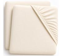Dudu N Girlie Jersey Cotton Baby Cot Fitted Sheets, 60x120cm, Cream, 2 Pack