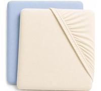 Dudu N Girlie Jersey Cotton Baby Cot Fitted Sheets, 60x120cm,Cream & Blue