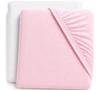 Dudu N Girlie Jersey Cotton Baby Cot Fitted Sheets, 60x120cm, White & Pink
