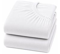 Dudu N Girlie Jersey Cotton Crib Fitted Sheets, White, 90x40cm, 2 Pack | Fits Cradles, Moses Baskets & Prams, Fully Elasticated, Breathable