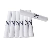 DUDU N GIRLIE Mens/Gentlemens White Satin Bordered Handkerchiefs with & Blue Embroidered Initials, N, One Size