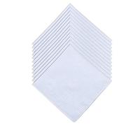 DUDU N GIRLIE Mens White Handkerchiefs Quality Cotton Gents Hankies - 12 Pack of Mans Handkerchieves Satin Border White 100% Soft Cotton Pocket Hanks