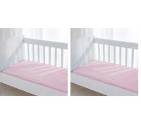 Dudu N Girlie Mini Cot Bed Sheets Fitted Cotton| Spacesaver Cot Fitted Sheets | Jersey Soft Bedsheet Hypoallergenic Elasticated Breathable Fitted Travel Cot Sheets (Single Pack, Pink) (Pack of 2)