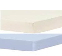 Dudu N Girlie Mini Cot Fitted Sheets - 50 x 100 cm | Space Saver & Travel Cot Sheets | Hypoallergenic, Breathable, Easy Care | Pack of 2 (Cream & Blue)
