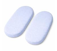 Dudu N Girlie Moses Basket Fitted Sheets Set - 100% Jersey Cotton Bassinet Size Newborn Hypoallergenic Breathable Easy Care Super Soft for Baby Bassinet (Pack of 2, Blue)