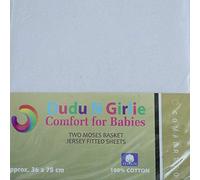 Dudu N Girlie Moses Basket Fitted Sheets Set - 100% Jersey Cotton Bassinet Size Newborn Hypoallergenic Breathable Easy Care Soft Fitted Sheet For Baby Bassinet (Pack of 2, White)